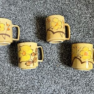 Floral Speckled Stoneware Coffee Mugs